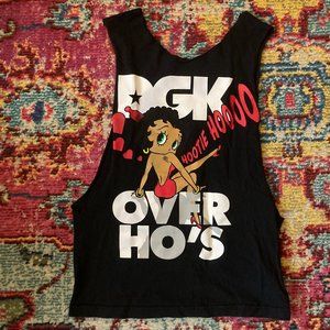 DGK Betty Boop Black Red and White Graphic T-Shirt Muscle Tank Size Small/Medium